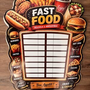 لوحة عرض الأسعار الاحترافية للمحلات fast food